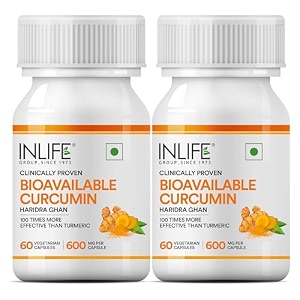 inlife bioavailable curcumin capsules  curcumin supplement with organic ingredient vegetarian supports immune function 600mg - 60 capsules bioavailable curcumin pack of 2
