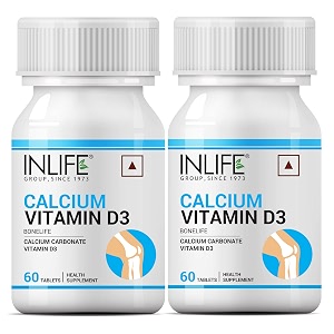 inlife calcium 500 mg vitamin d3 400 iu supplement for men women - 60 tablets pack of 2