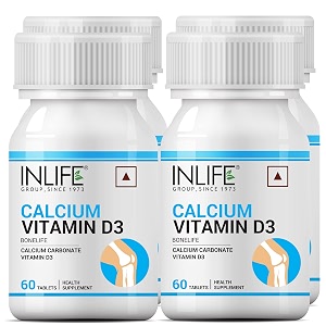 inlife calcium 500 mg vitamin d3 250 iu supplement for men women - 60 tablets pack of 4