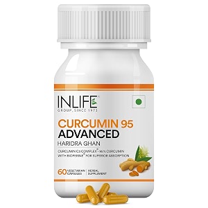 inlife curcumin c3 complex 500mg piperine 95 curcuminoids 60 capsules