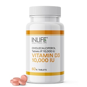 inlife vitamin d3 10000iu chewable tablets  cholecalciferol supplement for men and women - 60 tablets