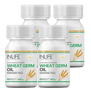 inlife wheat germ oil supplement 500 mg - 60 capsules pack of 4