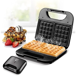 waffle maker machine 3 in 1 for home kitchen appliances for home kitchen items gift non-stick surfaces 4 inch perfect for breakfast dessert sandwich pan cakes paninisother snacks