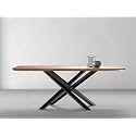 INMARWAR 6–8 Seater Rectangular Dining Table for Dining Hall, Living Room | Solid Acacia Wood with Strong Steel Base | Natural Wooden Finish | 80 x 40 x 30 in Large Dining Table for Family &amp; Guests