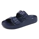 INMINPIN Boys Girls Double Buckle Slide Sandals Comfort Beach Pool Shower Slippers Adjustable Indoor Outdoor Little Kid/Big Kid