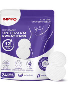 inmyo underarm sweat pads for men  women  24 pads  odor control  self-adhesive sweat pads