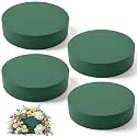 Innconee 4 Pcs 12"L x 12"W x 1.6"H Large Round Floral Foam Blocks for Fresh and Artificial Flower Arrangement, Wet and Dry Green Floral Foam Florist Bricks for Wedding, Birthday, Crafts and Garden