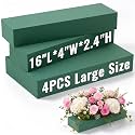 Innconee 4 Pcs 16"L x 4"W x 2.4"H Large Floral Foam Blocks for Fresh and Artificial Flower Arrangement Wet and Dry Green Floral Foam Florist Bricks for Wedding, Birthday, Crafts and Garden