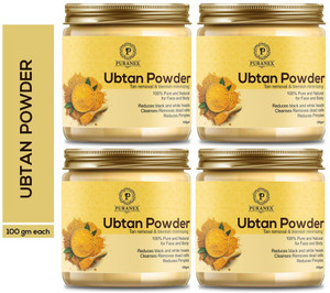 puranex 100 natural  pure body scrububtan powder for may help in deep cleansing exfollating  detoxifying skin removal of sun tan and dullnessgives natural soft  pinkish glowing  shiny skin-face body  face care for men  women 100gm pack of 4-100gm- 400gm