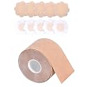 Inner Sense Nipple Cover for Women and Boob Tape I Multipurpose Adhesive Push Up Tape and 5 Disposable Nipple Pasties I for Strapless and Backless Dress Brown