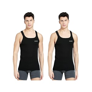 INNERO Mens Black Baniyan Cotton Sleeveless Gym