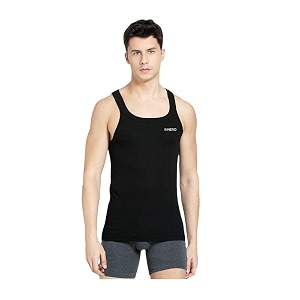 INNERO Mens Black Baniyan Cotton Sleeveless Gym