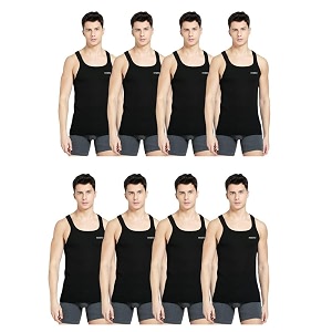 INNERO Mens Black Baniyan Cotton Sleeveless Gym