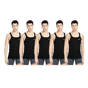 INNERO Mens Black Baniyan Cotton Sleeveless Gym