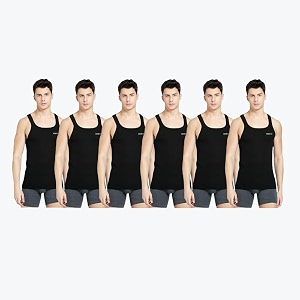 INNERO Mens Black Baniyan Cotton Sleeveless Gym
