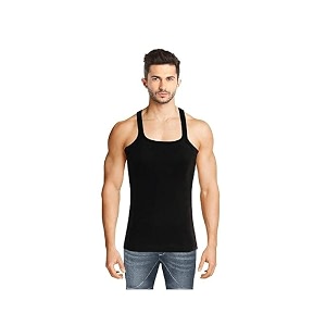 INNERO Mens Black Gym Vest Cotton Regular