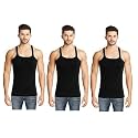 INNERO Men39s Black Gym Vest Cotton Regular