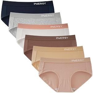 INNERSY Womens Underwear Cotton Hipster Panties Mid
