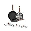 Innerwell Nonstick Ceramic Frying Pans Skillets Set with Lid 8"+9.5"+11"