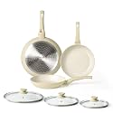Innerwell Nonstick Ceramic Frying Pans Skillets Set with Lid 8"+9.5"+11"
