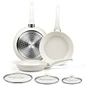 Innerwell Nonstick Ceramic Frying Pans Skillets Set with Lid 8"+9.5"+11"