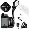 innhom Portable Camping Shower, 6000mAh Rechargeable Camp Shower Pump with LED Display, IPX7 Waterproof & 2 Spray Modes Electric Outdoor Shower for Hiking, Pet Bathing, Car Washing