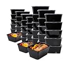 INNOMINDS [1000 ml, 15 Count, Rectangle, Black Reusable Plastic Food Storage Containers with Lid | Airtight, Microwave Safe Containers | Perfect for Meal Prep, Storage, Takeaway &amp; Food Delivery