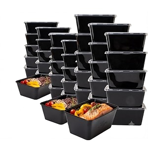 innominds 500 ml 15 count rectangle black reusable plastic food storage containers with lid  airtight microwave safe containers  perfect for meal prep storage takeaway amp food delivery