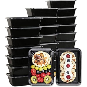 innominds 500 ml 25 count rectangle black reusable plastic food storage containers with lid  airtight microwave safe containers  perfect for meal prep storage takeaway amp food delivery