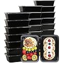INNOMINDS [500 ml, 25 Count, Rectangle, Black Reusable Plastic Food Storage Containers with Lid | Airtight, Microwave Safe Containers | Perfect for Meal Prep, Storage, Takeaway &amp; Food Delivery
