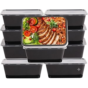 innominds 650 ml 25 count rectangle black reusable plastic food storage containers with lid  airtight microwave safe containers  perfect for meal prep storage takeaway amp food delivery