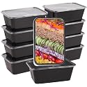 INNOMINDS [750 ml, 25 Count, Rectangle, Black Reusable Plastic Food Storage Containers with Lid | Airtight, Microwave Safe Containers | Perfect for Meal Prep, Storage, Takeaway &amp; Food Delivery