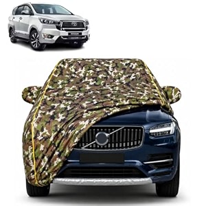 innova crysta 100 waterproof car cover  dustproof sun protection cover  soft cotton lining  triple stitched  mirror pocket  antenna pocket  all weather body cover army