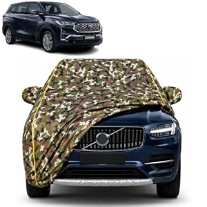 innova crysta hycross 100 waterproof car cover  dustproof sun protection cover  soft cotton lining  triple stitched  mirror pocket  antenna pocket  all weather body cover army