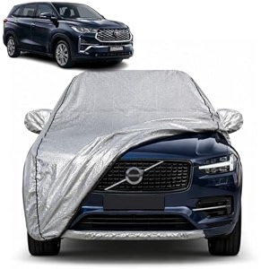 innova crysta hycross 100 waterproof car cover  dustproof sun protection cover  soft cotton lining  triple stitched  mirror pocket  antenna pocket  all weather body cover silver