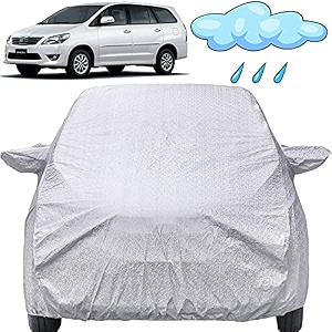 innova waterproof car cover with mirror pockets shinning silver design non woven fabrictriple stitched compatible with toyota innova car cover 2000 to 2016 car accessories