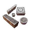 Innovative Shapes Spiral and Border Wooden Stamps for Printing (Set of 5)