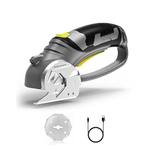inokraft cardboard cuttercordless electric scissors with safety button 300 rpm high-speed rotary cutter for fabric cardboard plastic leather electric box cutter with led light 4v li-ion battery
