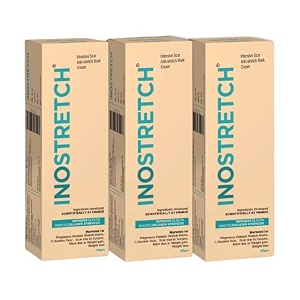 inostretch intensive scar anti-stretch mark cream 60gm pack of 3 reduce stretch marks amp scars with rutin shea butter two peptides coconut oil sunflower seed oil green bean seed extract  paraben free amp dermatologist approved