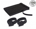 Inovera Cable Organizer Hook & Loop Tape - Wire/Cord Holder Management Strap Nylon Hook & Loop Cable Tie (Black Pack of 100)