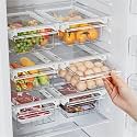 INOVERA (LABEL) Pull Out Fridge Drawer Organizer - Adjustable Storage Container - Removable Bin for Fruits, Vegetables, Food (Transparent)