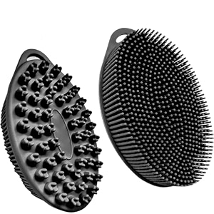 inovera label silicone bathing scrubber - exfoliating cleaning bath brush  soft body wash shower brushes rose gold