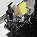 INOVERA (LABEL) Sponge Holder for Kitchen Sink - Dish Soap Brush Holding Rack Stand - Sinks Organizer Caddy - 23L x 9B x 10H cm (Black, metal)