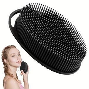 inovera label silicone body bath brush scrubber for use in shower exfoliating brush easy to clean long lasting hygienic fit for sensitive and all kinds of skin black
