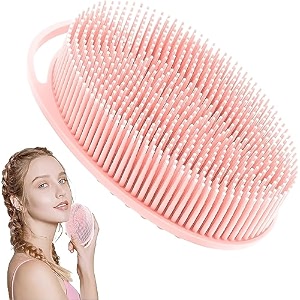 inovera label silicone bathing scrubber - exfoliating cleaning bath brush  soft body wash shower brushes rose gold
