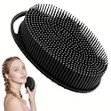 INOVERA (LABEL) Silicone Body Bath Brush Scrubber for Use in Shower Exfoliating Brush Easy to Clean Long Lasting Hygienic Fit for Sensitive and All Kinds of Skin (Black)