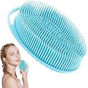 INOVERA (LABEL) Silicone Bathing Scrubber - Exfoliating Cleaning Bath Brush – Soft Body Wash Shower Brushes (Light Blue)