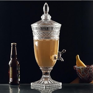 18 litre prime footed transparent glass juice dispenser with tap  compact luxury beverage dispenser for water juice cocktails liquor