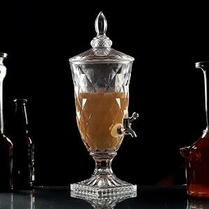18 litre modern footed transparent glass juice dispenser with tap  compact luxury beverage dispenser for water juice cocktails liquor