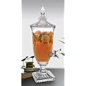 INOVIQUE 2 Litre Footed Glass Juice Dispenser with Tap | Fringed Detox Jar | Mason Jar Beverage Dispenser for Water, Beer, Juice, Liquor | Pack of 1